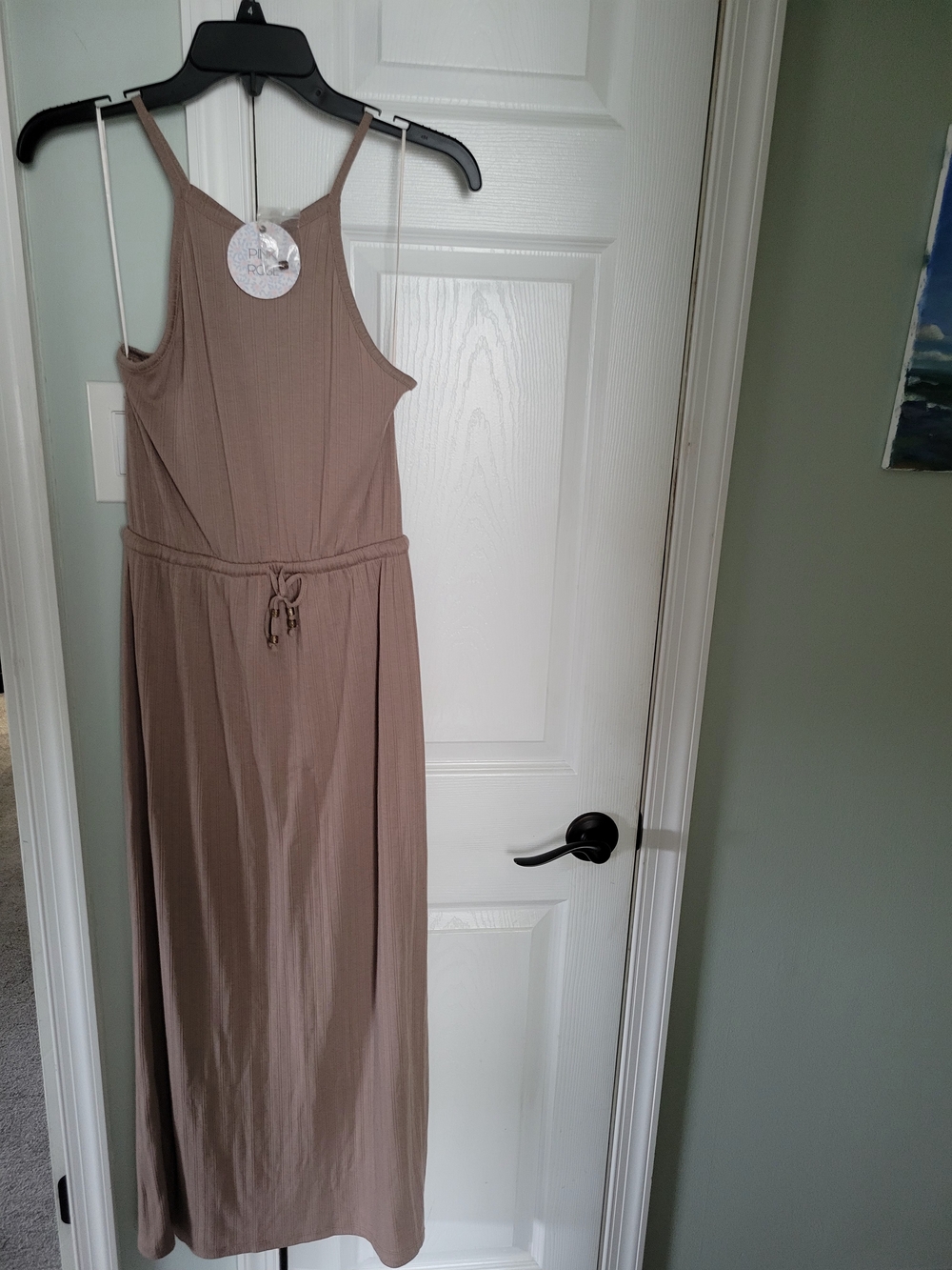 Sleeveless Taupe Drawstring Maxi Dress - ROSE AND OLIVE